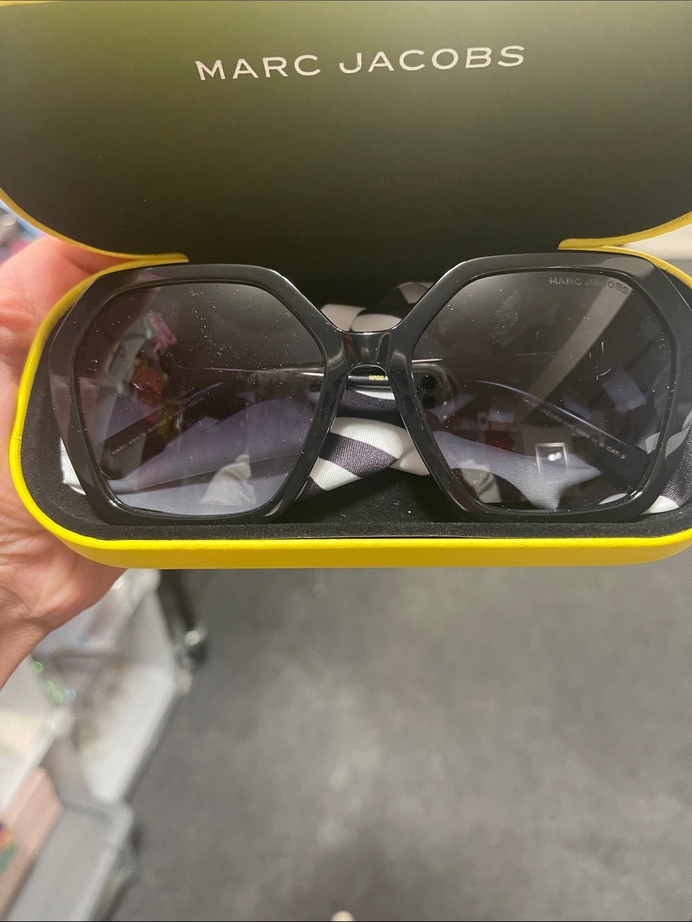 Marc Jacobs Black Oversized Geometric Sunglasses